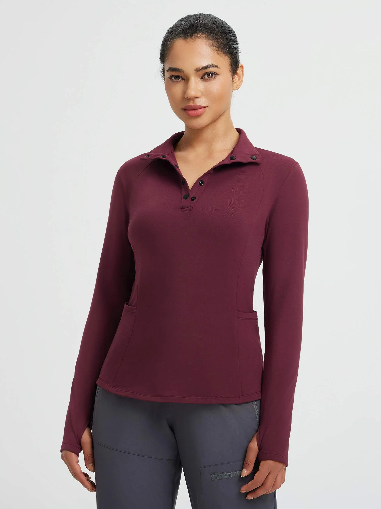 Women's Half-Snap Long-Sleeve Yoga Top - Image 22