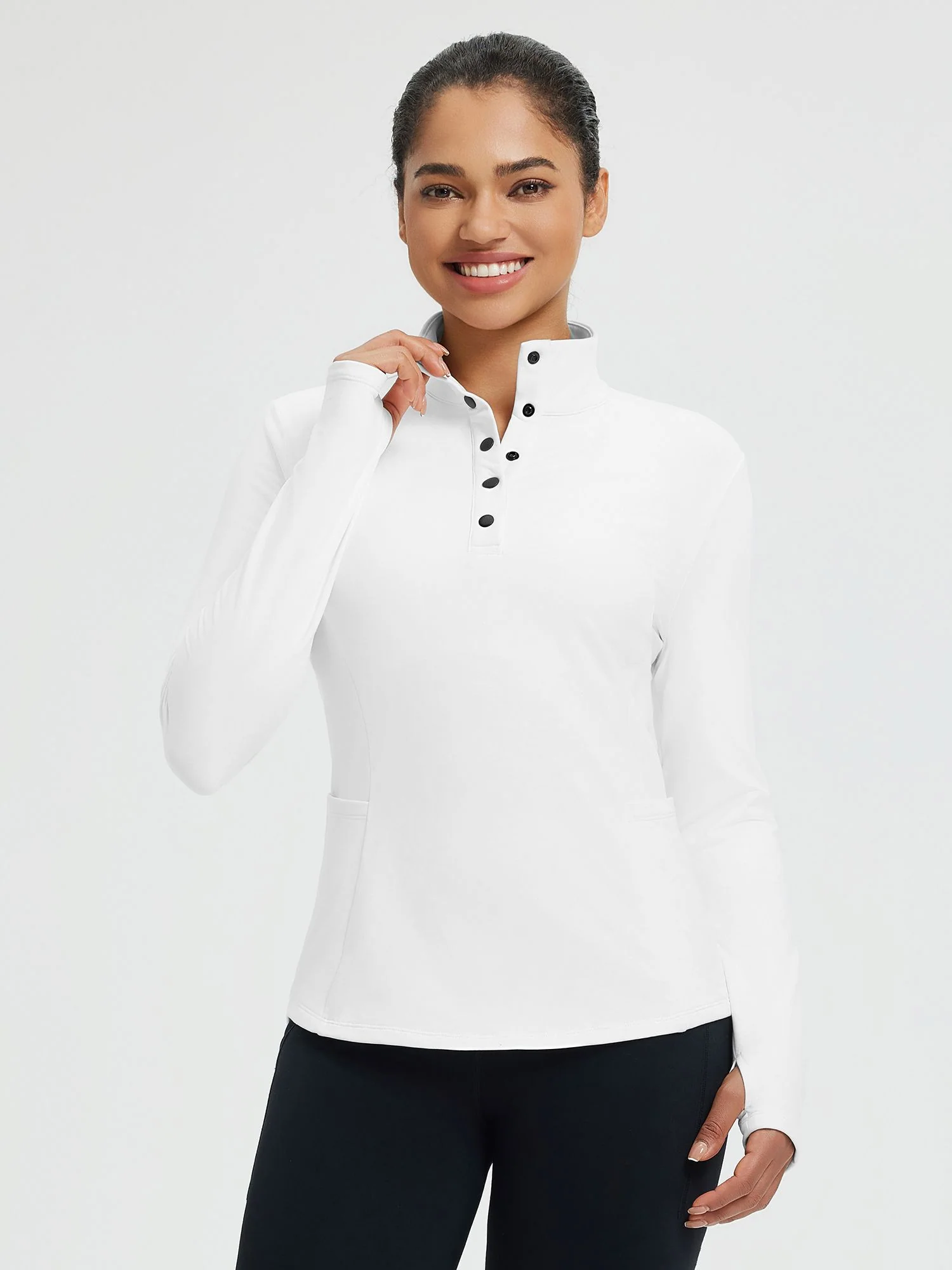 Women's Half-Snap Long-Sleeve Yoga Top - Image 7