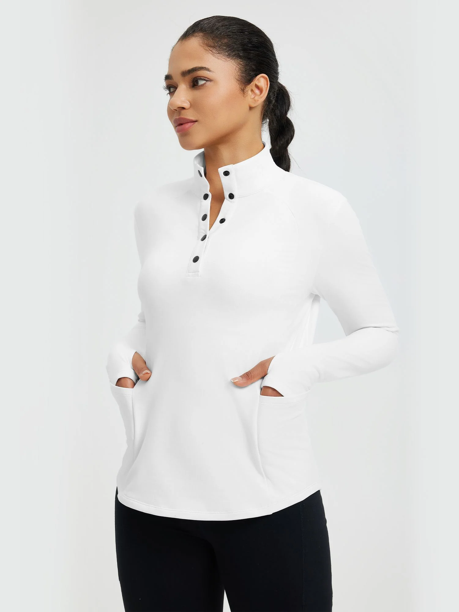 Women's Half-Snap Long-Sleeve Yoga Top - Image 8