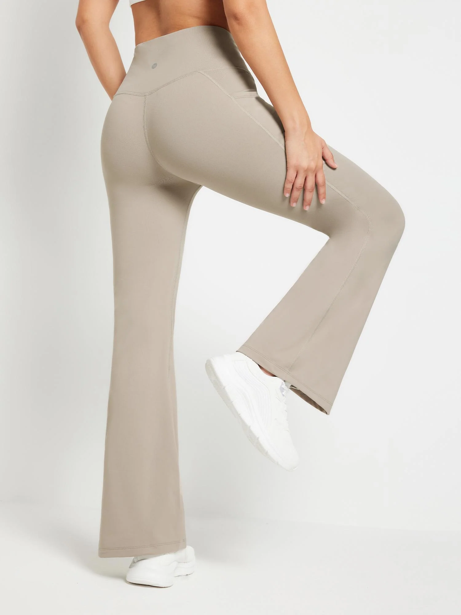 Crossover Waist Fleece Flare Pants - Image 4